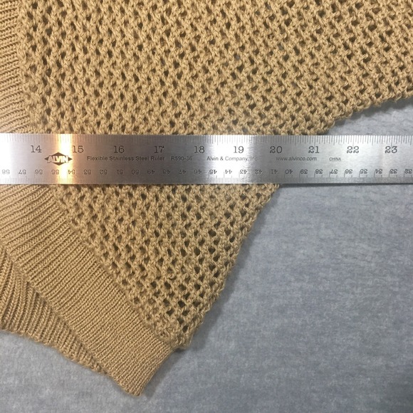 Faded Glory Large Tan Dolman 3/4 Sleeve Open Cardigan Tapered Hem Open Knit - Picture 3 of 12